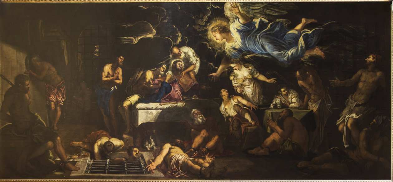 Saint Rochh i fængsel besøgt af en engel, 1567. af Jacopo Robusti Tintoretto