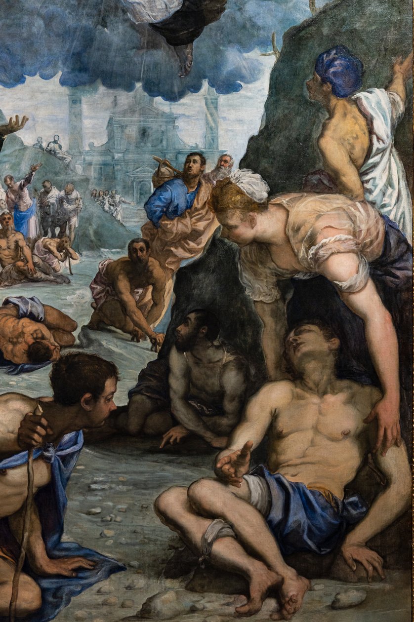 St. Augustine helbreder den lamme, detalje af Jacopo Robusti Tintoretto