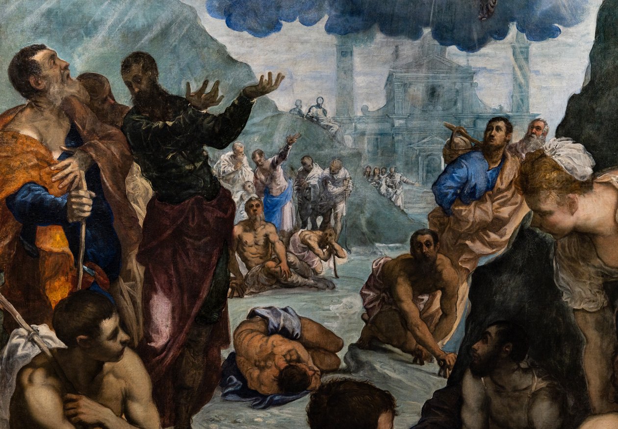 St. Augustine helbreder den lamme, detalje af Jacopo Robusti Tintoretto