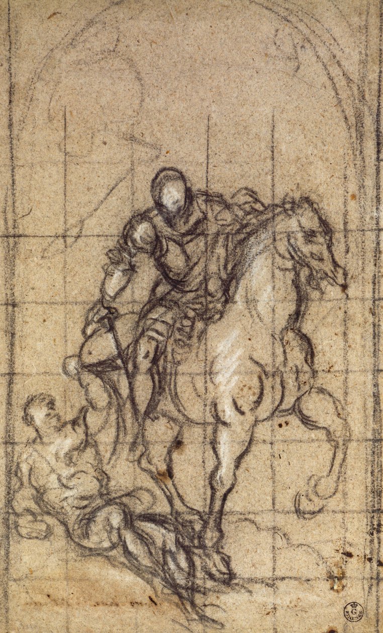Study for San Martino af Jacopo Robusti kendt som Tintoretto (1519-1594), tegning af Jacopo Robusti Tintoretto