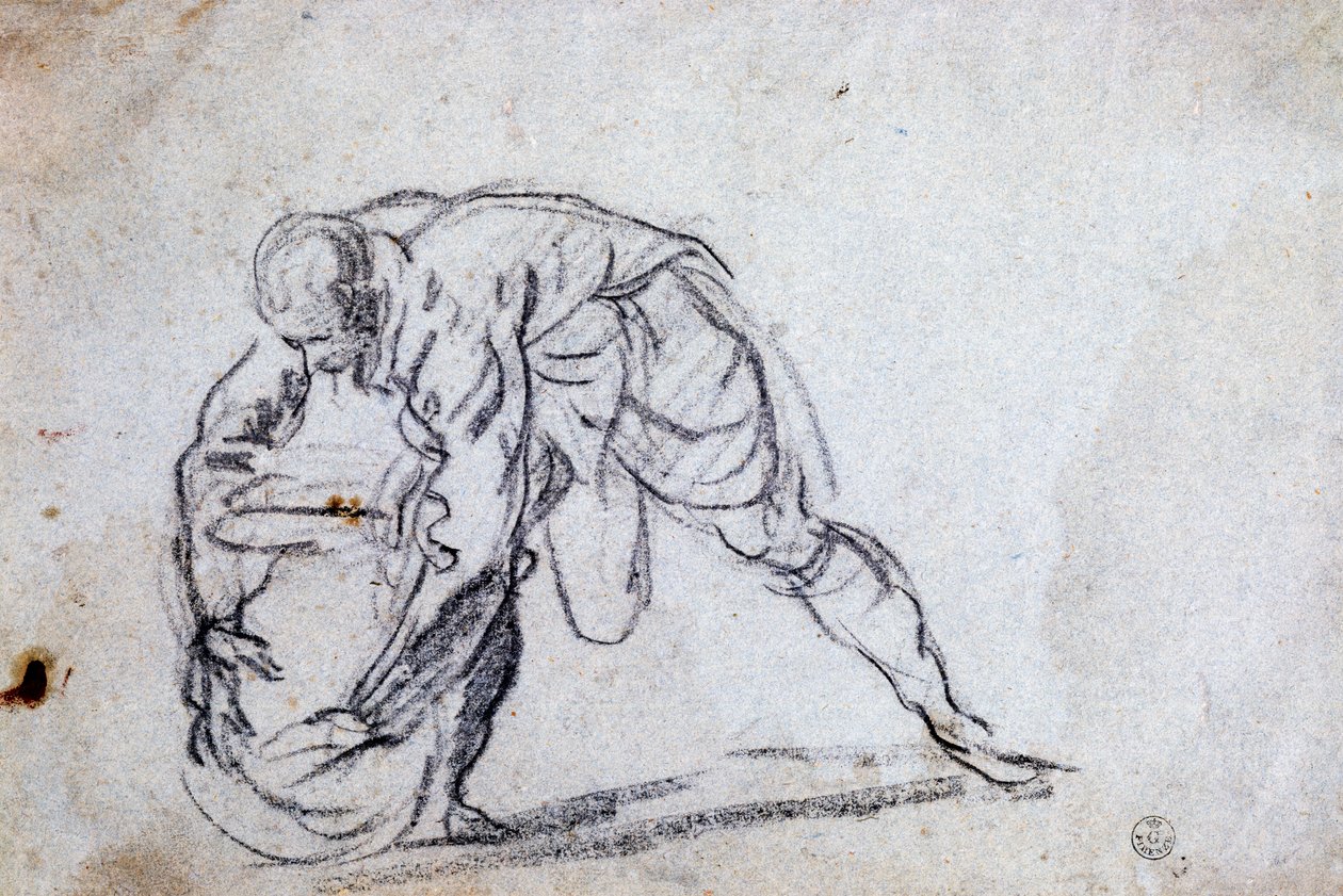 Studie til bøjet mandsfigur af Jacopo Robusti Tintoretto