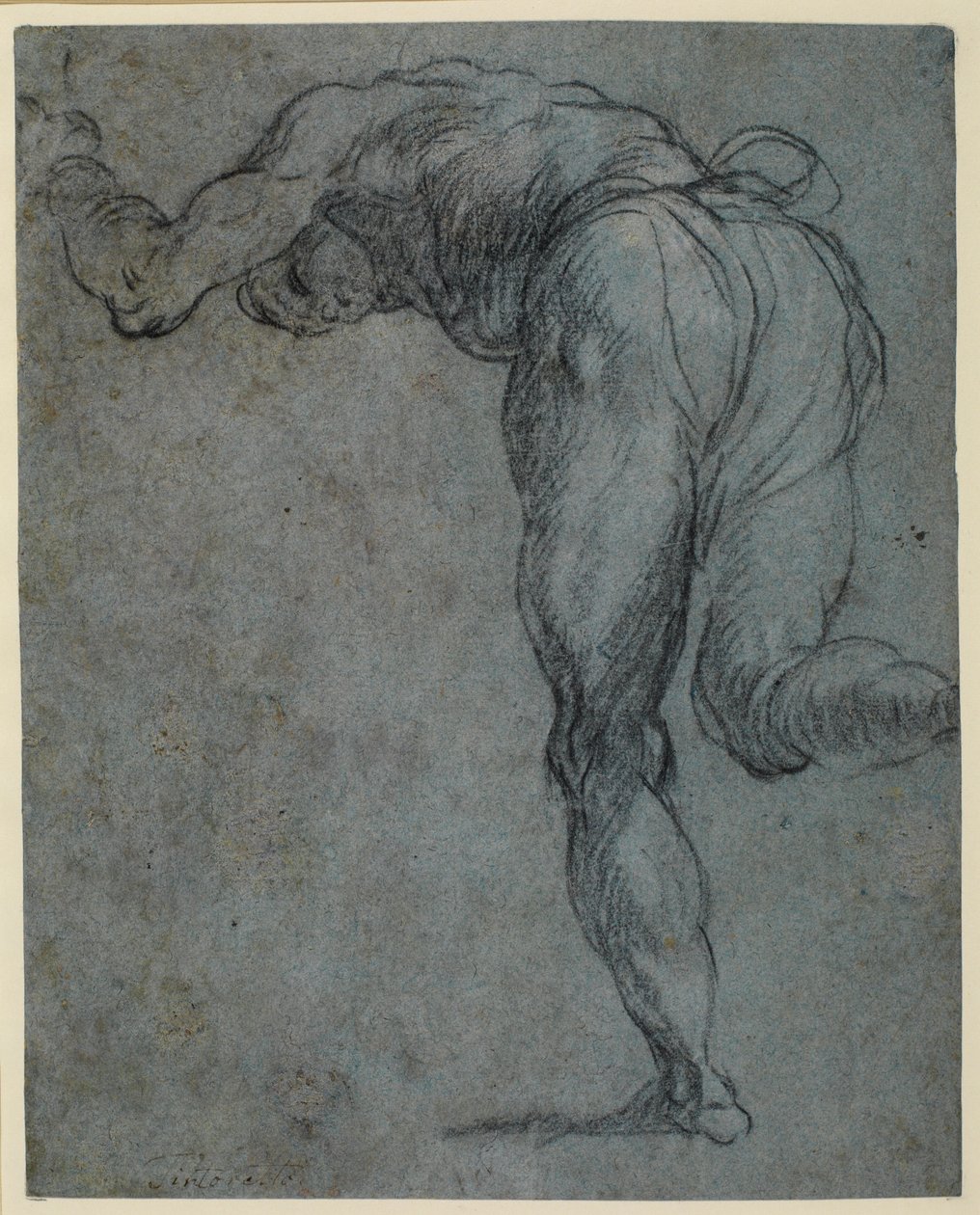 Studie af en mandsfigur, der bøjer frem, 1575-c.1585 af Jacopo Robusti Tintoretto