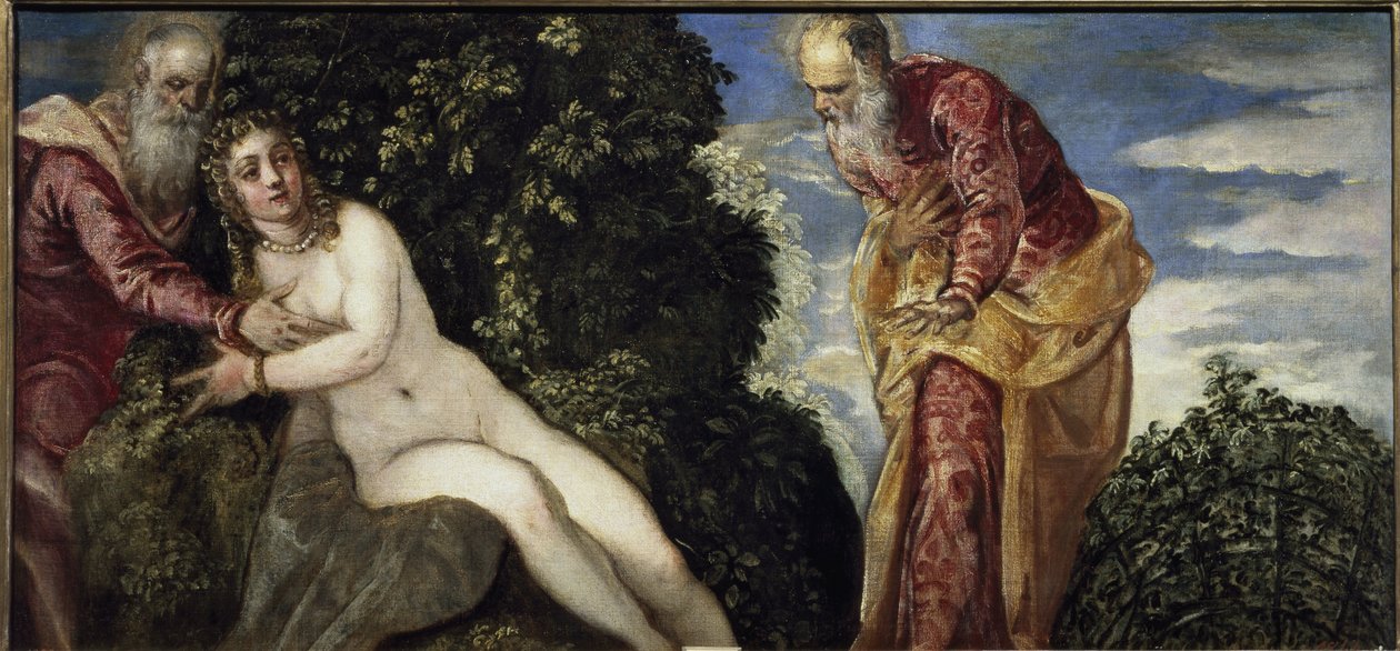 Suzanne and the Elders - Olie på lærred, omkring 1555 af Jacopo Robusti Tintoretto