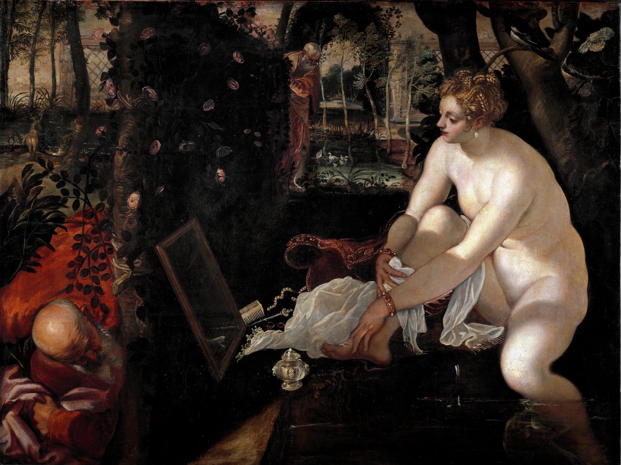 Suzanne og de ældste eller "" Suzanne i badet"" Maleri af Jacopo Robusti dit il Tintoretto (Tintoret) (1518-1594) af Jacopo Robusti Tintoretto