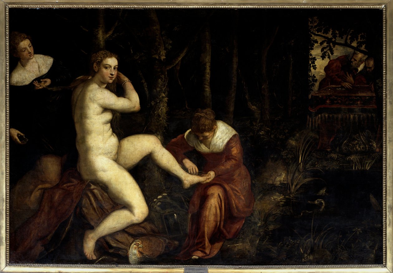 Suzanne i badet Maleri af Jacopo Robusti dit Le Tintoret (Il Tintoretto) (1518-1594) 1500-tallet søn. 1,67x2,38 m Paris, Musée du Louvre af Jacopo Robusti Tintoretto