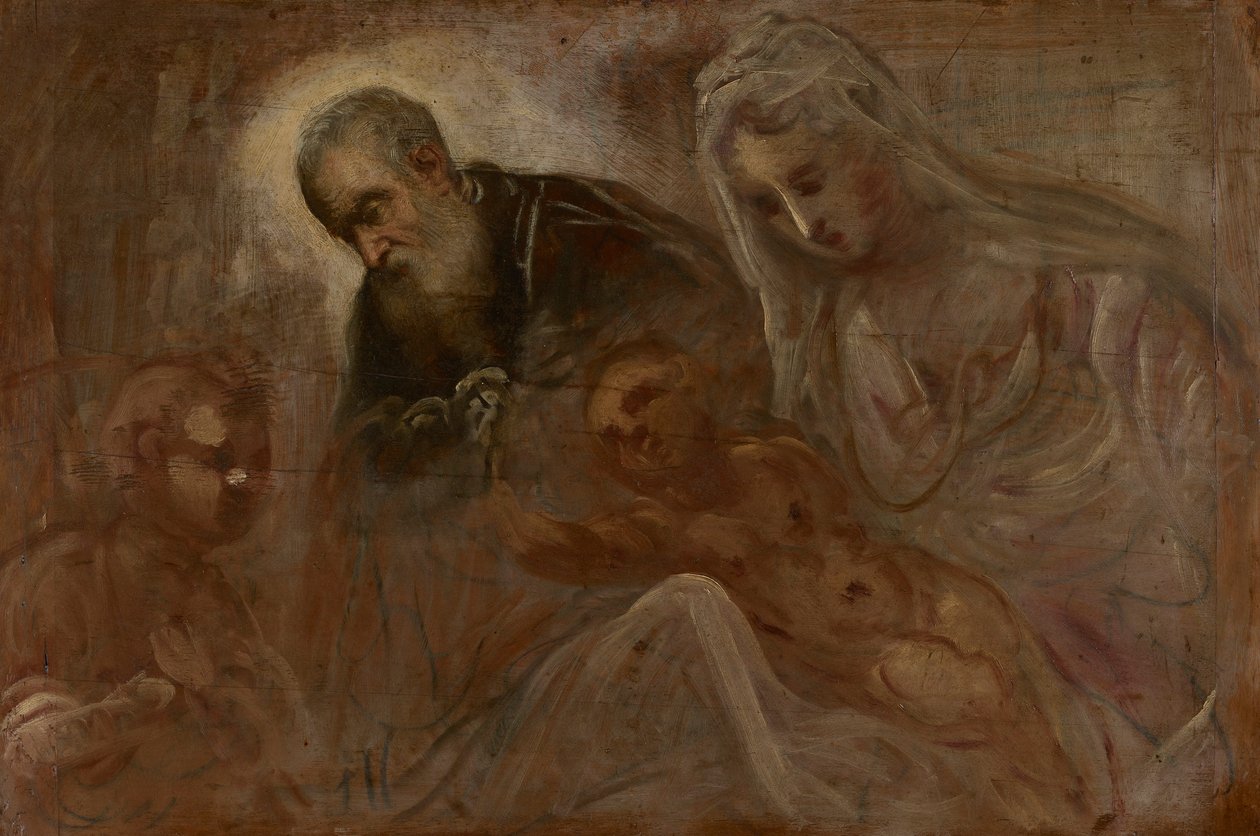 Den hellige familie med den unge Johannes Døberen, 1547 af Jacopo Robusti Tintoretto