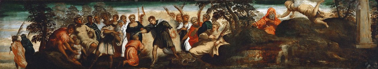 Forudsigelsen til David - Jacopo Tintoretto (1518-1594). Olie på træ, ca 1545. Mål: 29x153,5 cm. Kunsthistorisk museum, Vienne af Jacopo Robusti Tintoretto