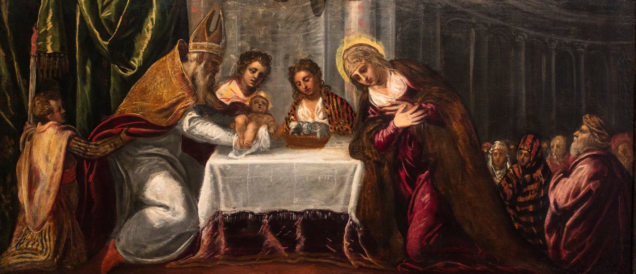 Præsentationen i templet, ca. 1540 (olie på lærred) af Jacopo Robusti Tintoretto