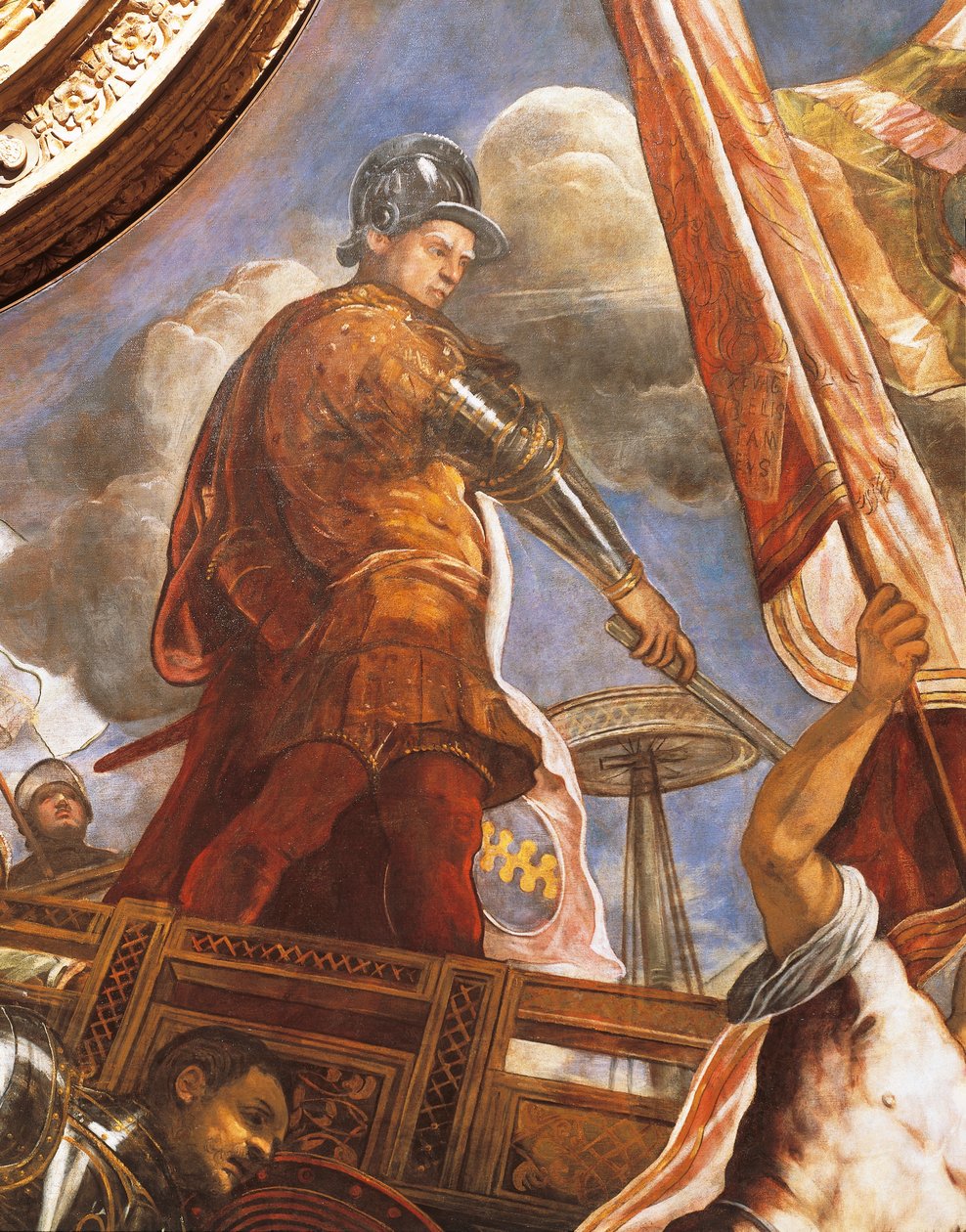 Venetianerne kæmper mod Aragoneserne i Gallipoli af Jacopo Robusti, kendt som Tintoretto (1518-1594), Detail, Sala del Maggior Consiglio (Hall of Great Council), Palazzo Ducale, Venedig af Jacopo Robusti Tintoretto