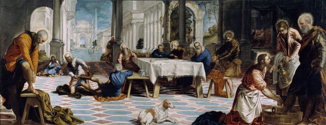 Føddernes vask, ca.1547 (olie på lærred) af Jacopo Robusti Tintoretto