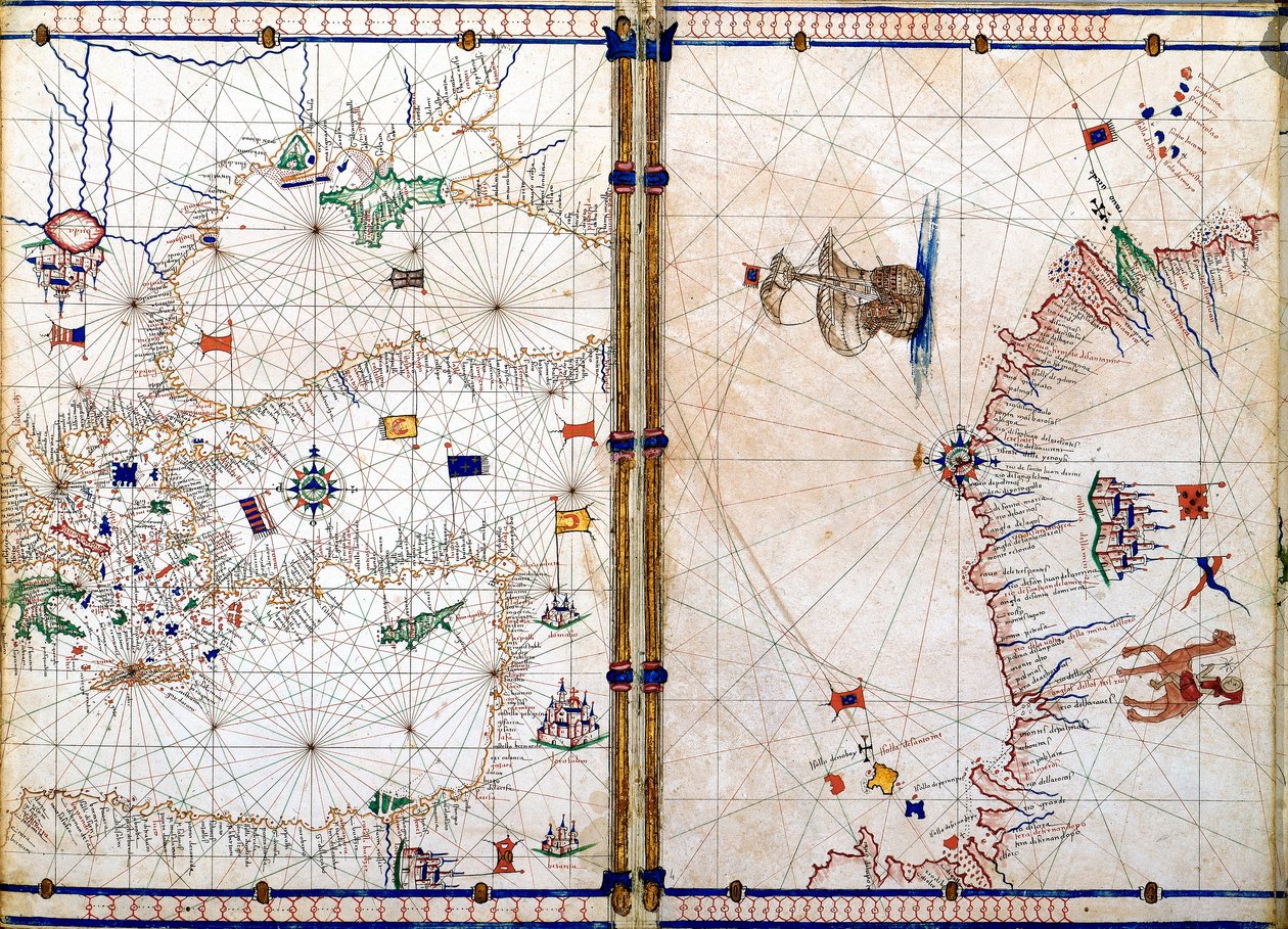 Damaskus og Jerusalem, detaljer fra de geografiske kort af Jacopo Russo