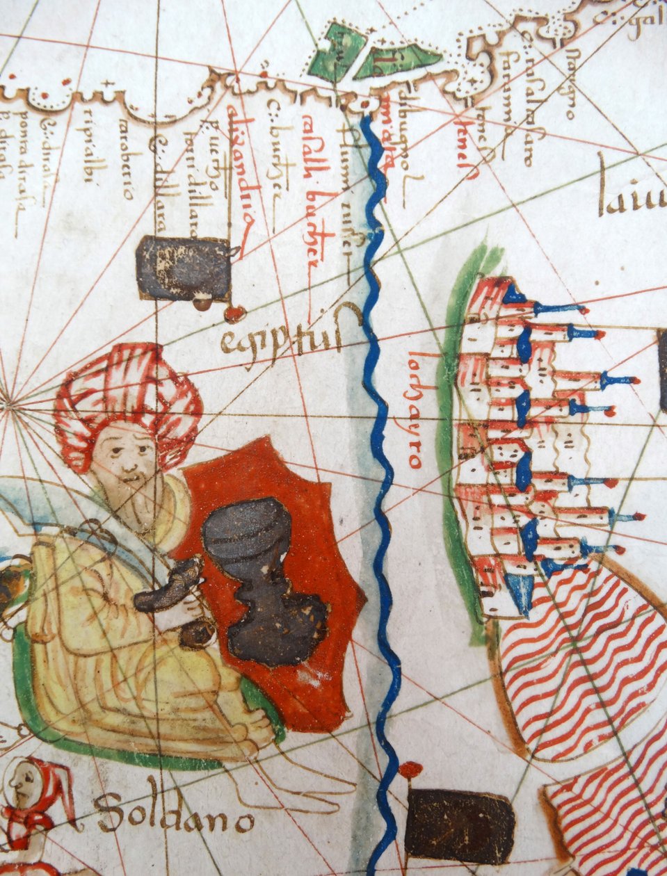 Egypten og Det Røde Hav, detalje fra et renæssancekort over Europa, Jacopo Russo (efter) 1528 af Jacopo Russo
