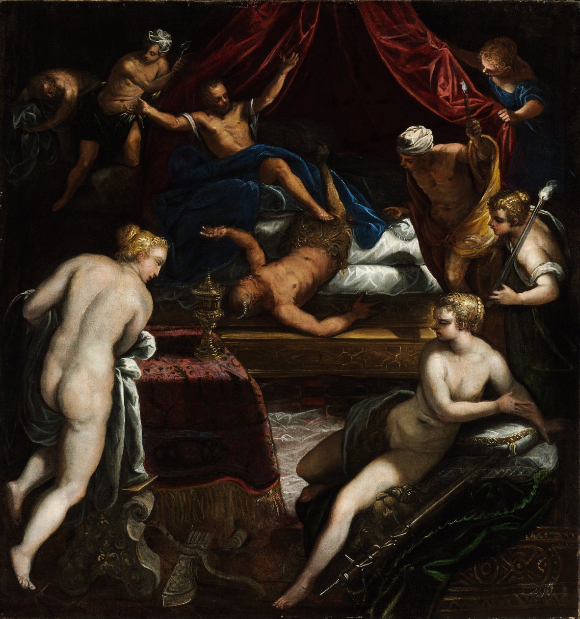 Herkules uddriver faunen fra Omphales seng af Jacopo Tintoretto