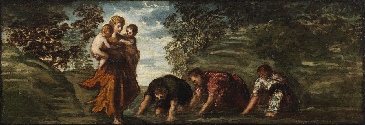 Latona forvandler de lykiske bønder til frøer af Jacopo Tintoretto
