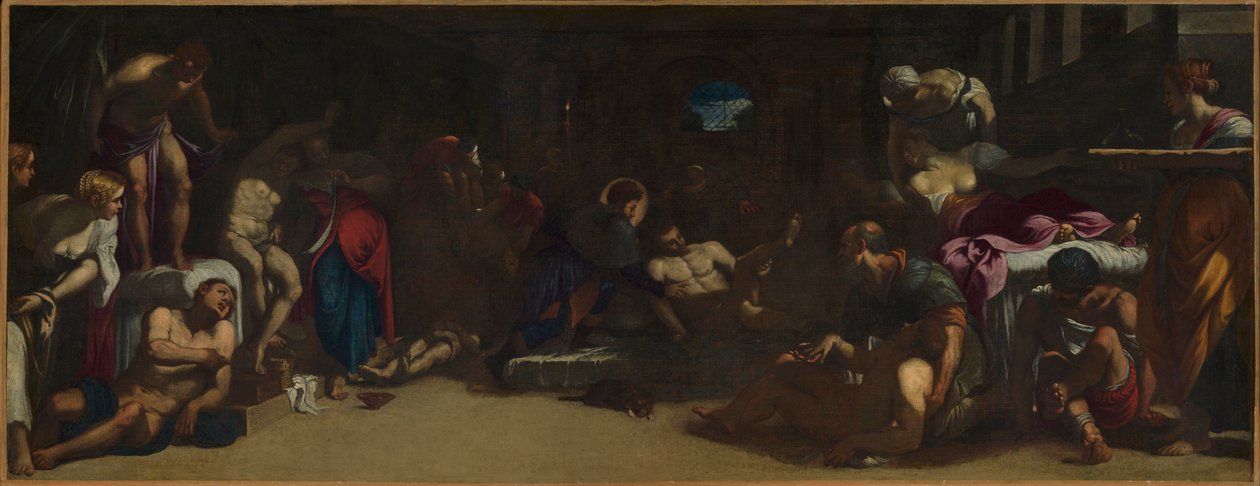 Saint Roch til stede ved Venedig-pestens ofre i Lazaretto. af Jacopo, Tintoretto