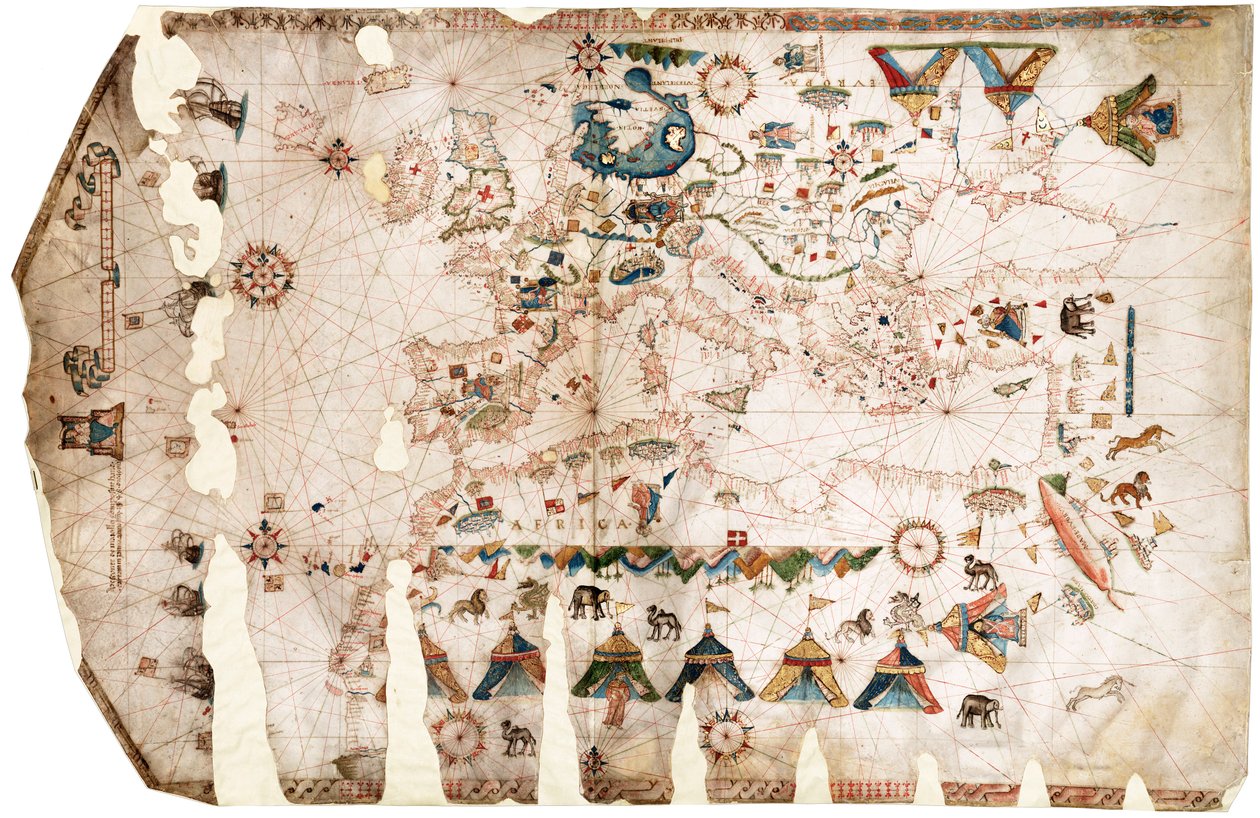 Middelhavet, Sortehavet og det nordøstlige Atlanterhav af Jacopo Vesconte Maggiolo