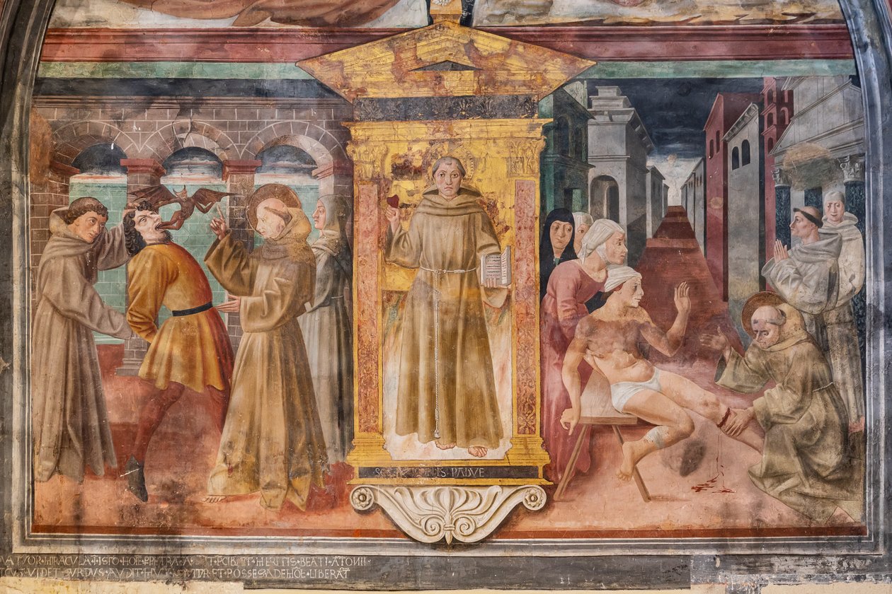 Historier om Sankt Antonius af Padova, niche om Sankt Antonius af Padova, midten af det femtende århundrede (fresko) af Jacopo Vincioli