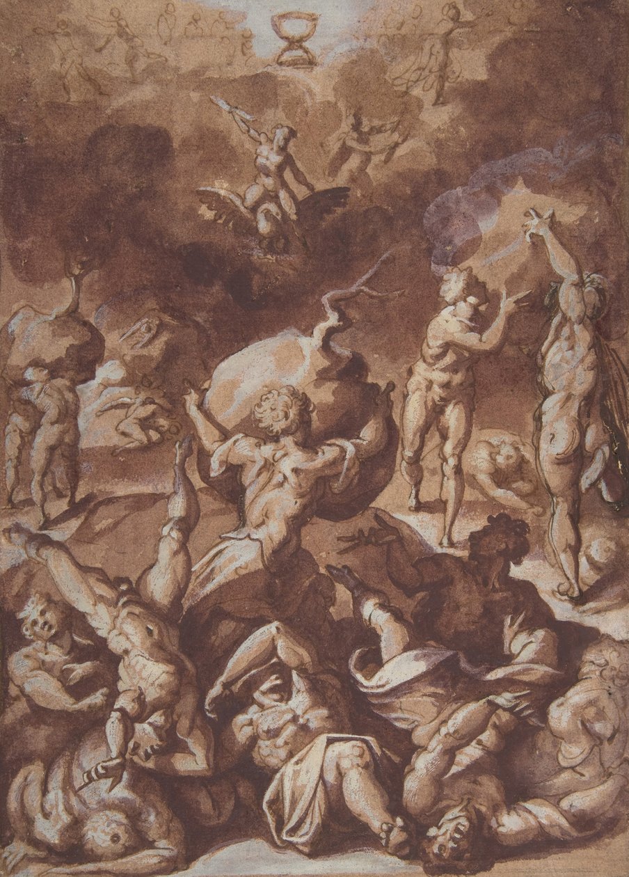 Jupiter kæmper mod kæmperne., 1540-96. af Jacopo Zucchi
