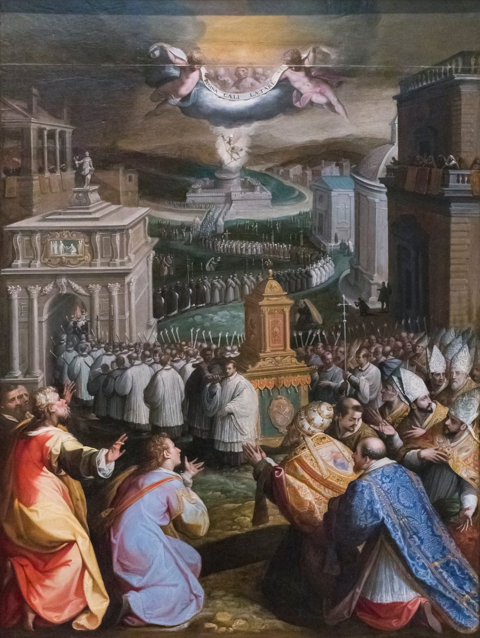 Procession af Skt. Gregor den Store (olie på lærred) af Jacopo Zucchi