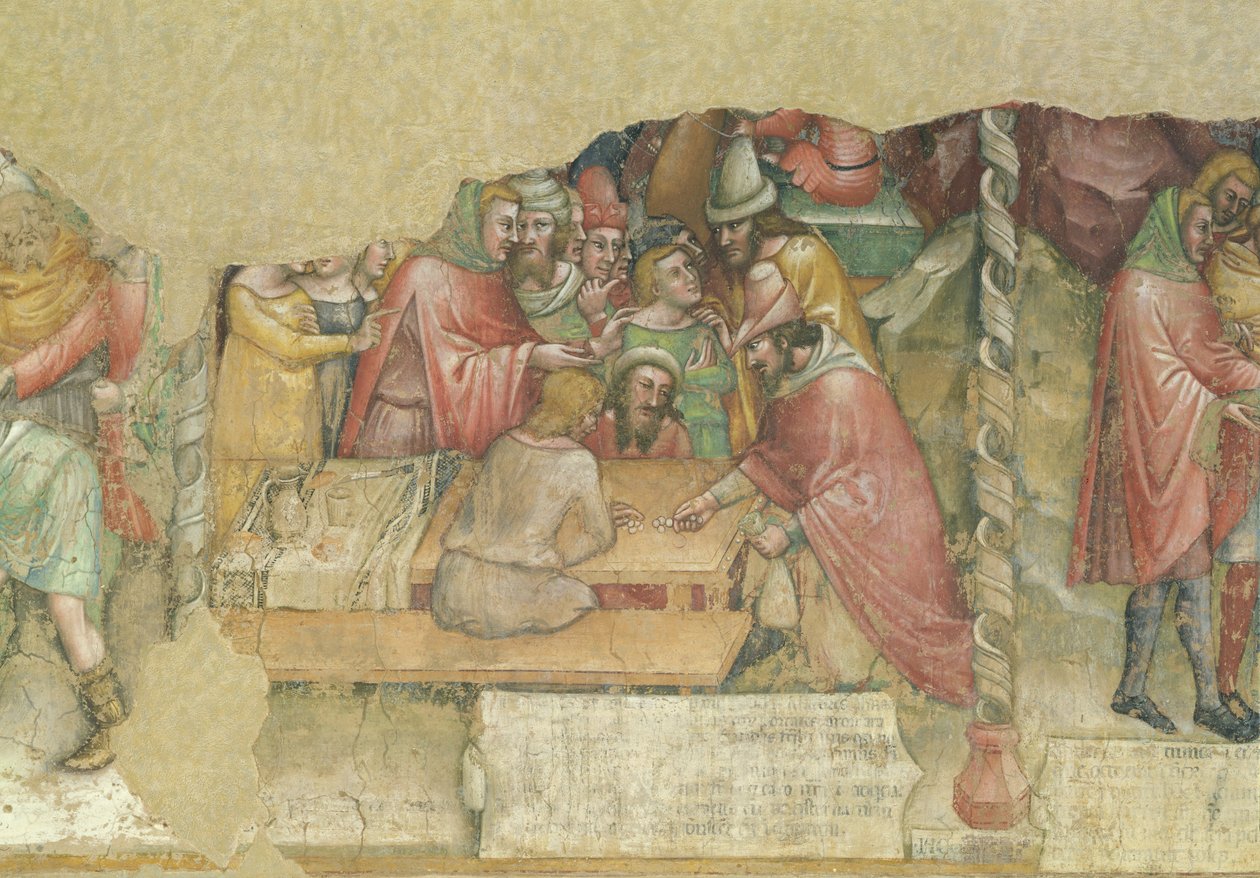 Joseph solgt af sine brødre (fresko) af Jacopo da Bologna