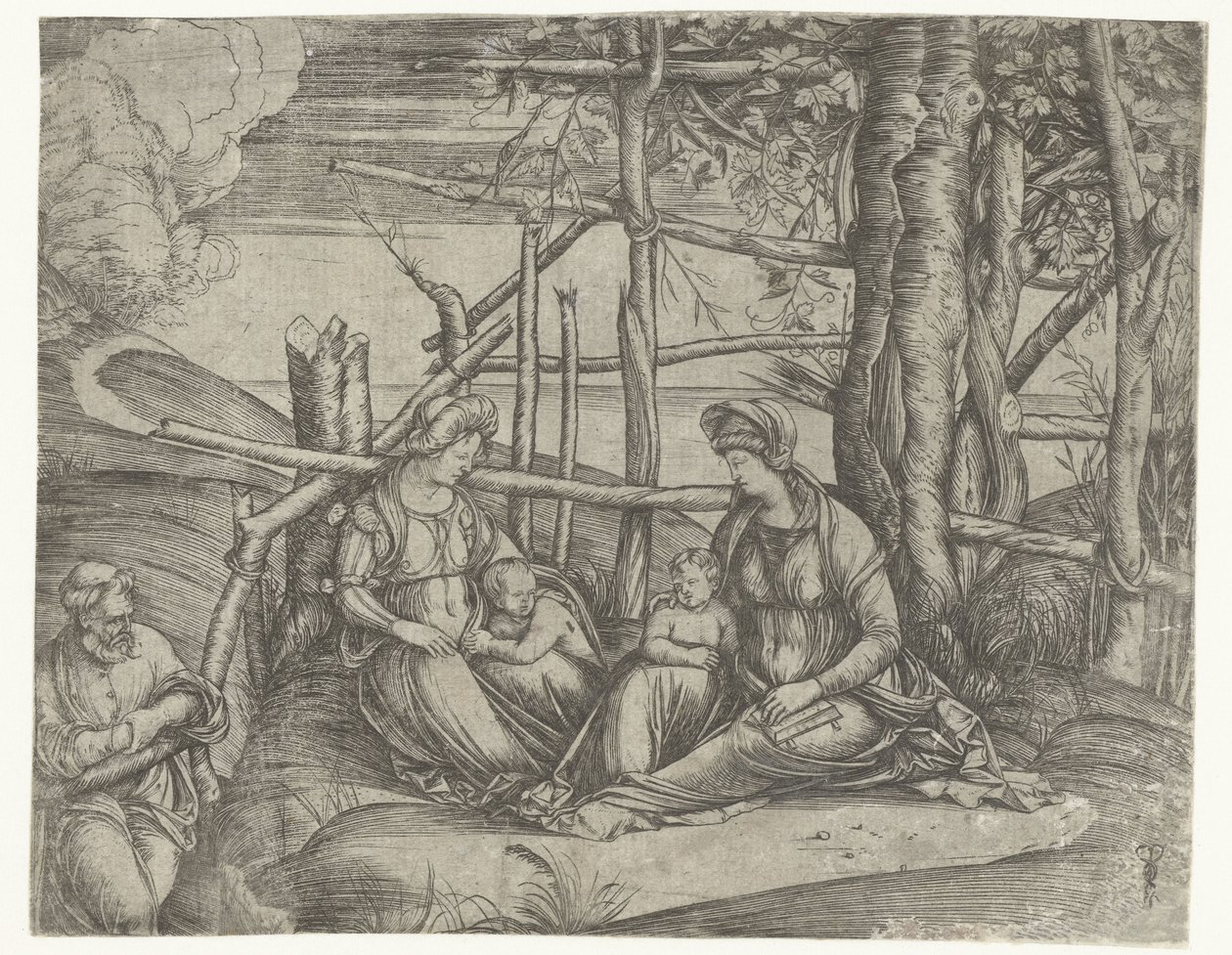 Hellig Familie med Elisabeth og Johannes Døberen af Jacopo de