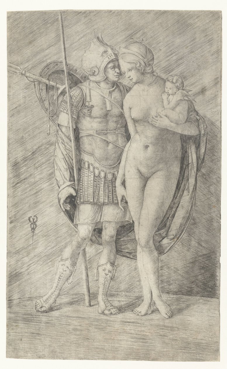 Mars i rustning og nøgen Venus med Amor af Jacopo de