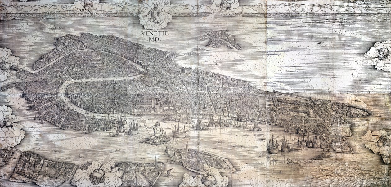 Stor perspektivplan - Venedig, ca. 1500 (se også 416593, 416594, 416595) af Jacopo de Barbari