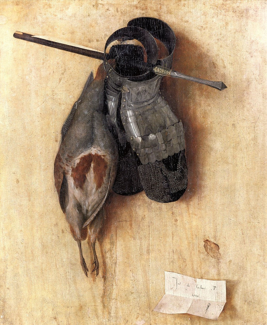 Stilleben med agerhøne og jernhandsker af Jacopo de