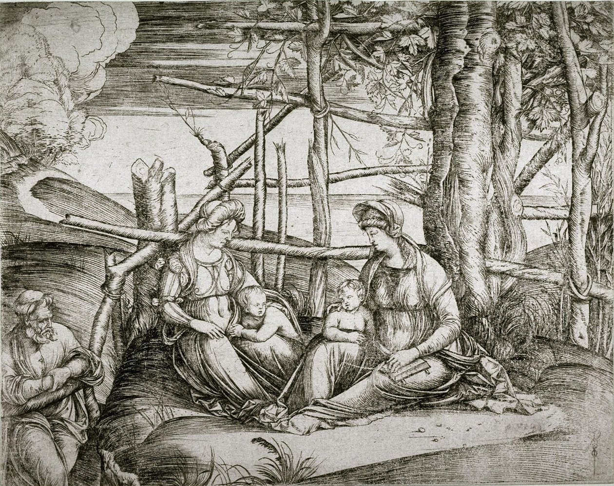 Den hellige familie med den hellige Elizabeth af Jacopo de