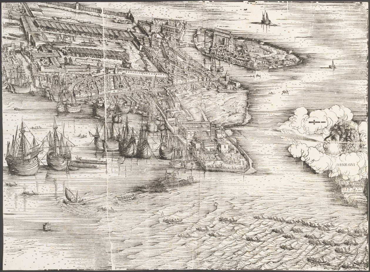 Udsigt over Venedig [nederste højre blok] af Jacopo de