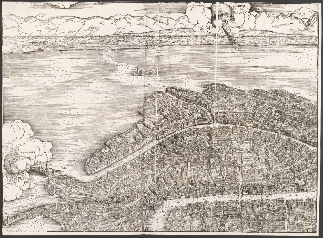 Udsigt over Venedig [øverste venstre blok], 1500. af Jacopo de Barbari