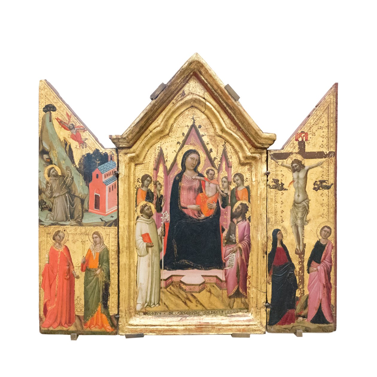 Madonna og barn troner med helgener og engle, ca. 1320-1325 (tempera på træ) af Jacopo del Casentino