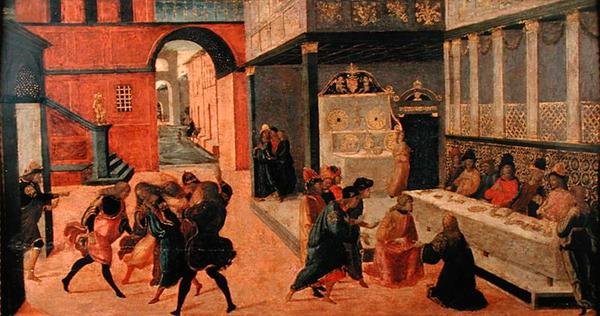 Dronning Vashtis død efter 1490 (tempera på panel) af Jacopo del Sellaio