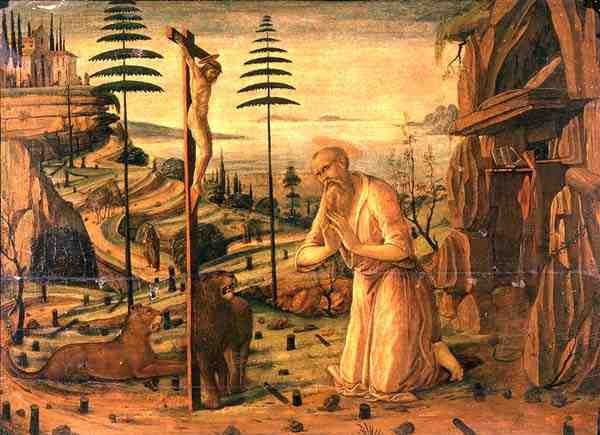 Den hellige Hieronymus under bøn af Jacopo del Sellaio