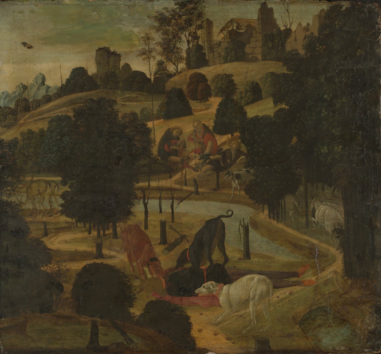 Actaeons død af Jacopo del Sellaio