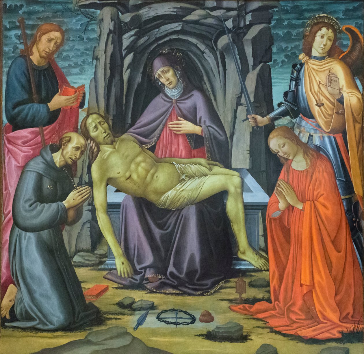 Aflejringen og helgener af Jacopo del Sellaio