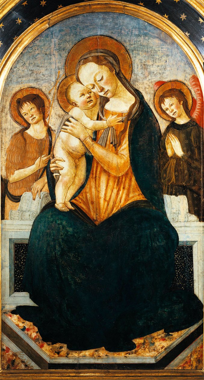 Jomfru og barn (olie på træ af Jacopo del Sellaio