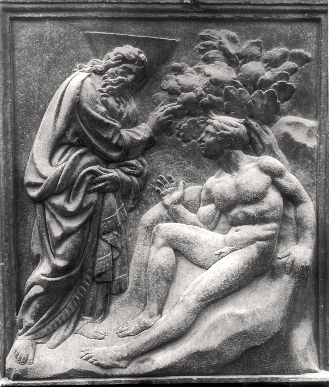 Skabelsen af Adam, panel fra Porta Magna, ca. 1430 (marmor) af Jacopo della Quercia
