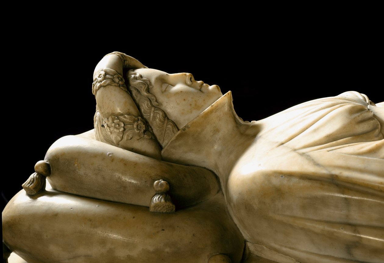 Monument til Ilaria del Carretto af familien til Marquis of Savona. Detalje. Marmor skulptur af Jacopo della Quercia