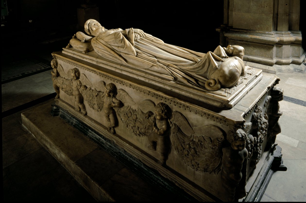 Monument til Ilaria del Carretto af familien til Marquis of Savona. Detalje. Marmor skulptur af Jacopo della Quercia