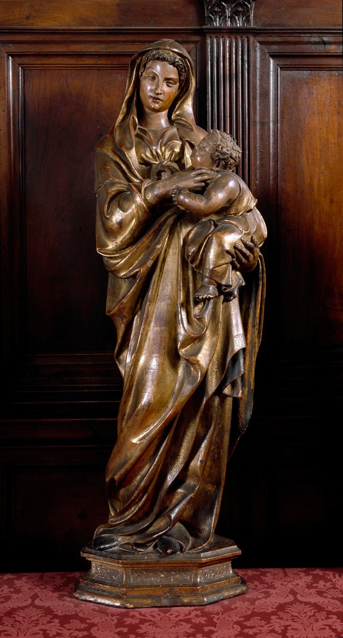 Jomfru og Barn. Træskulptur af Jacopo della Quercia
