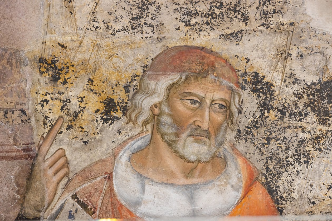 Portræt af Isokrates eller Demosthenes, detaljer fra allegorien om retorik (fresko) af Jacopo di Cione