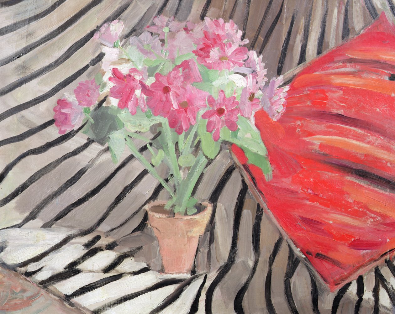 Harmony of Flowers and Zebra Fabric, ca. 1917 (olie på lærred) af Jacqueline Marval