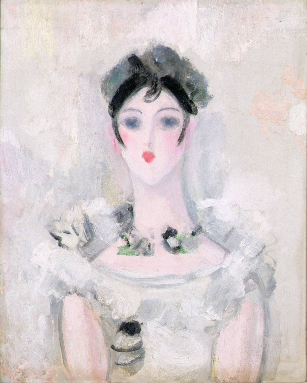 Portræt af en ung kvinde med en blondebodice, ca. 1925-6 (olie på lærred) af Jacqueline Marval