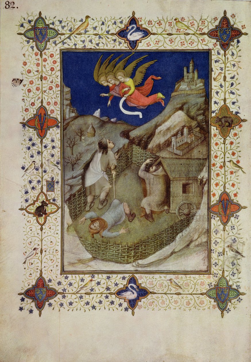 MS 11060-11061 Timer af Notre Dame: Tierce, Englene viser sig for hyrderne, fra 