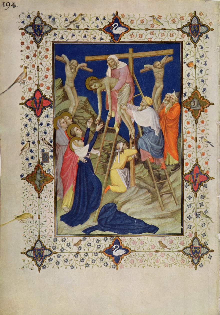 MS 11060-11061 Korsets timer: Vesper, nedstigningen fra korset af Jacquemart de Hesdin