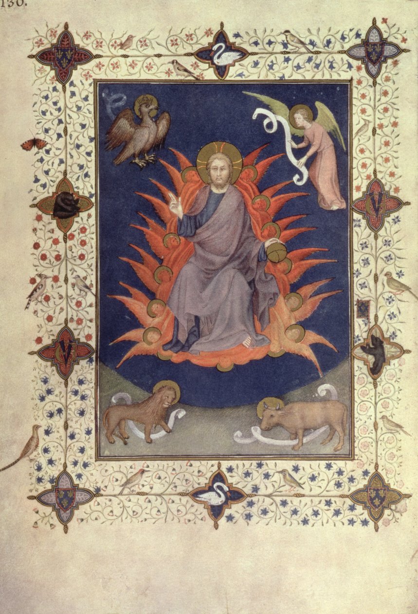 MS 11060-11061 Bønsalmer: Kristus i majestæt, fra "Tres Riches Heures du Duc de Berry af Jacquemart de Hesdin