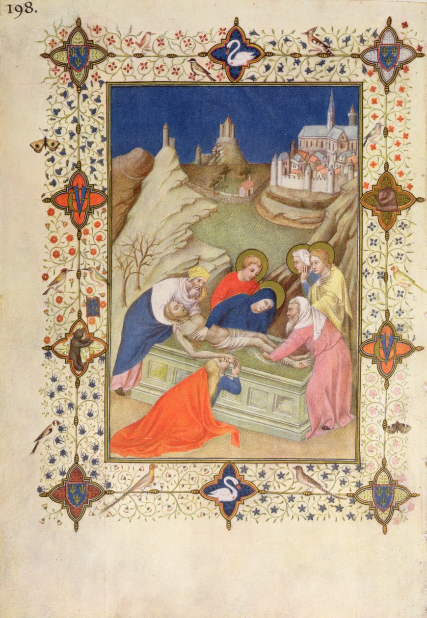 MS 66060-66061 Hours of the Cross: Compline, The Entombment af Jacquemart de Hesdin