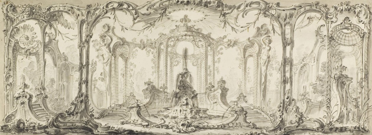 Design til en dekorativ dekoration af Jacques de Lajoüe