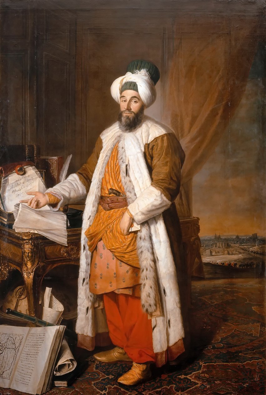 Portræt af Mehemet Said Pacha, Bey af Rumelia, ambassadør for den osmanniske sultan Mahmoud I i Versailles, 1742 af Jacques Andre Joseph Camelot Aved